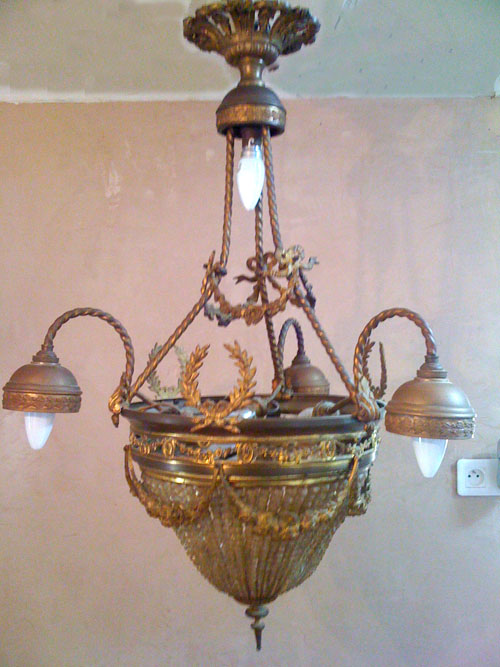old french brass and crystal chandelier